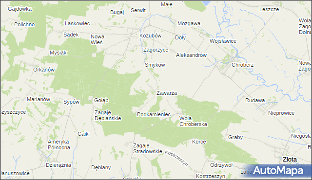 mapa Zawarża, Zawarża na mapie Targeo