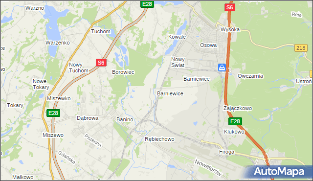 mapa Barniewice, Barniewice na mapie Targeo