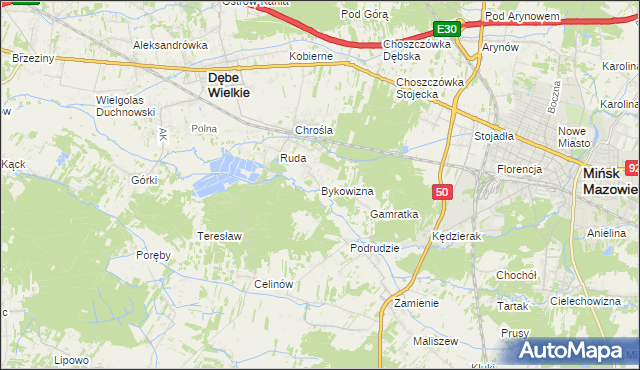 mapa Bykowizna, Bykowizna na mapie Targeo