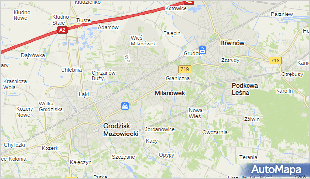 mapa Milanówek, Milanówek na mapie Targeo