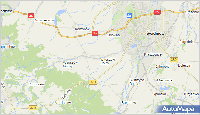 mapa Witoszów Dolny, Witoszów Dolny na mapie Targeo
