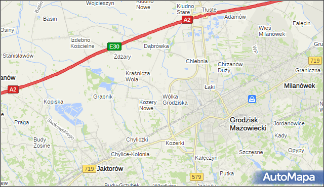 mapa Wólka Grodziska gmina Grodzisk Mazowiecki, Wólka Grodziska gmina Grodzisk Mazowiecki na mapie Targeo