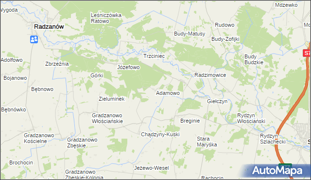 mapa Adamowo gmina Strzegowo, Adamowo gmina Strzegowo na mapie Targeo