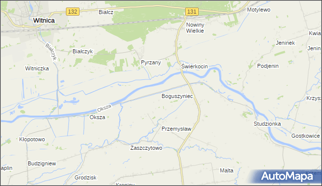 mapa Boguszyniec gmina Witnica, Boguszyniec gmina Witnica na mapie Targeo