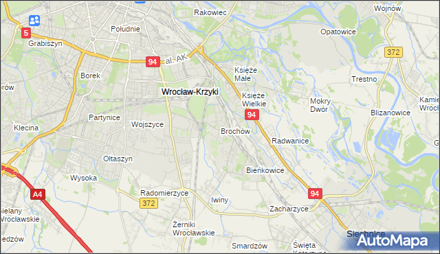 mapa Brochów gmina Wrocław, Brochów gmina Wrocław na mapie Targeo