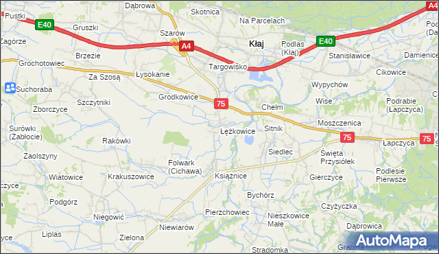 mapa Łężkowice, Łężkowice na mapie Targeo