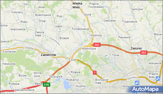 mapa Modlniczka, Modlniczka na mapie Targeo