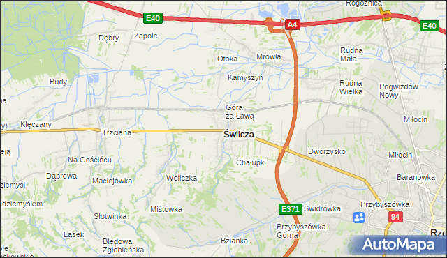 mapa Świlcza, Świlcza na mapie Targeo