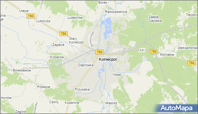 mapa Koniecpol, Koniecpol na mapie Targeo