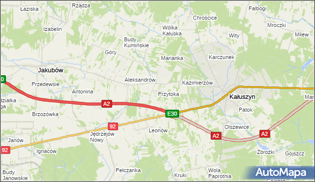 mapa Przytoka gmina Kałuszyn, Przytoka gmina Kałuszyn na mapie Targeo