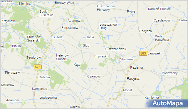 mapa Przylaski gmina Pacyna, Przylaski gmina Pacyna na mapie Targeo