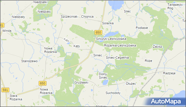 mapa Siniec gmina Srokowo, Siniec gmina Srokowo na mapie Targeo