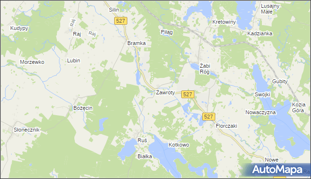 mapa Zawroty, Zawroty na mapie Targeo