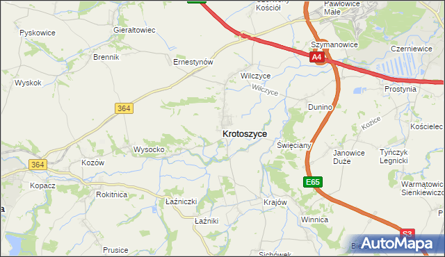 mapa Krotoszyce, Krotoszyce na mapie Targeo