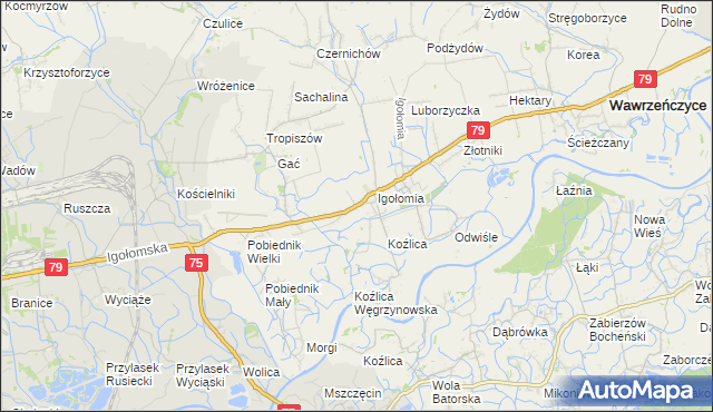 mapa Zofipole gmina Igołomia-Wawrzeńczyce, Zofipole gmina Igołomia-Wawrzeńczyce na mapie Targeo