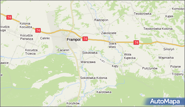 mapa Rzeczyce gmina Frampol, Rzeczyce gmina Frampol na mapie Targeo