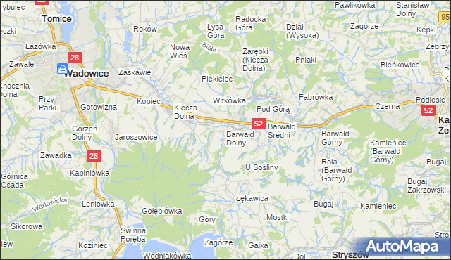 mapa Barwałd Dolny, Barwałd Dolny na mapie Targeo