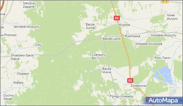 mapa Czerwony Bór gmina Zambrów, Czerwony Bór gmina Zambrów na mapie Targeo