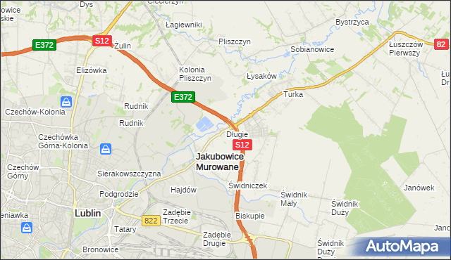 mapa Długie gmina Wólka, Długie gmina Wólka na mapie Targeo