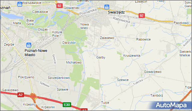 mapa Garby gmina Swarzędz, Garby gmina Swarzędz na mapie Targeo