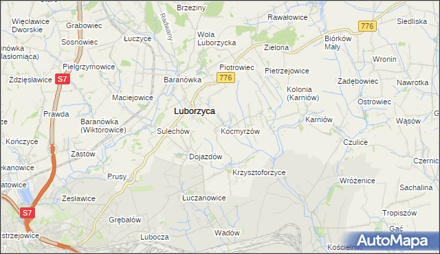 mapa Kocmyrzów, Kocmyrzów na mapie Targeo