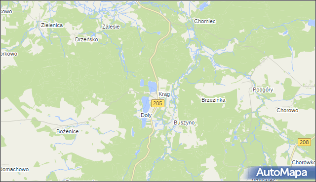 mapa Krąg gmina Polanów, Krąg gmina Polanów na mapie Targeo