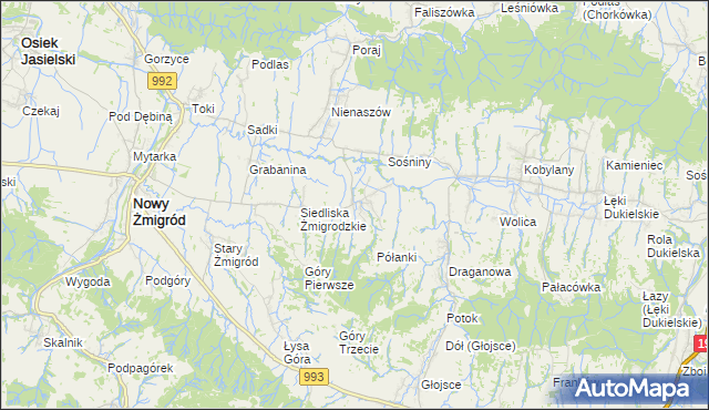 mapa Makowiska gmina Nowy Żmigród, Makowiska gmina Nowy Żmigród na mapie Targeo