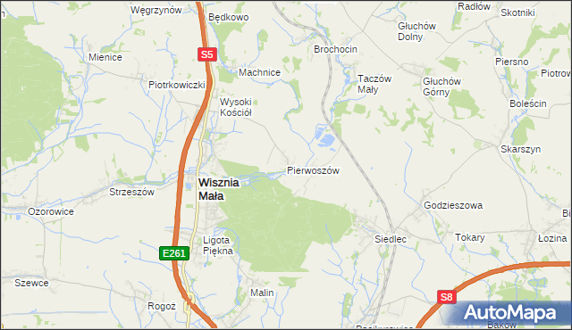 mapa Pierwoszów, Pierwoszów na mapie Targeo