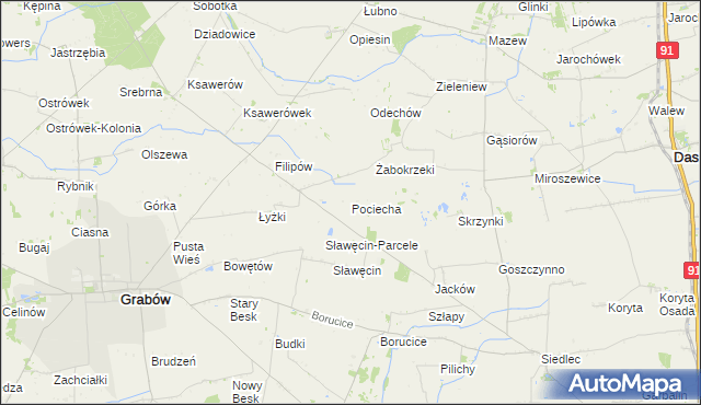 mapa Pociecha gmina Grabów, Pociecha gmina Grabów na mapie Targeo
