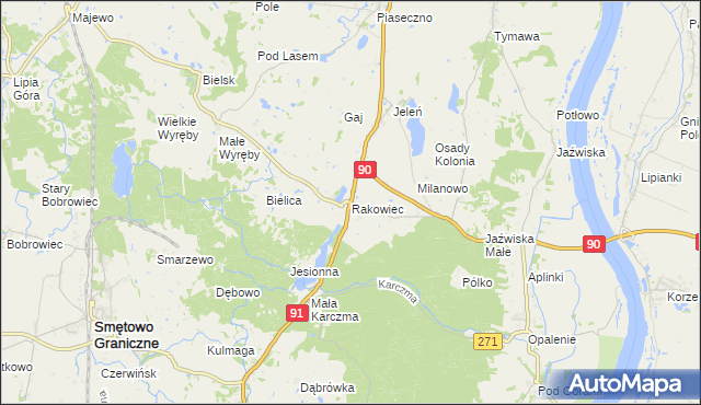 mapa Rakowiec gmina Gniew, Rakowiec gmina Gniew na mapie Targeo