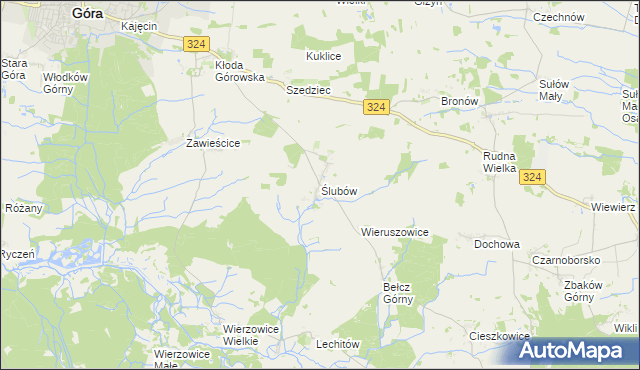 mapa Ślubów gmina Góra, Ślubów gmina Góra na mapie Targeo