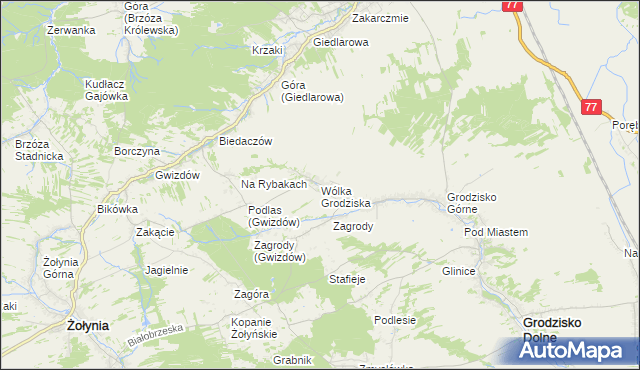 mapa Wólka Grodziska gmina Grodzisko Dolne, Wólka Grodziska gmina Grodzisko Dolne na mapie Targeo