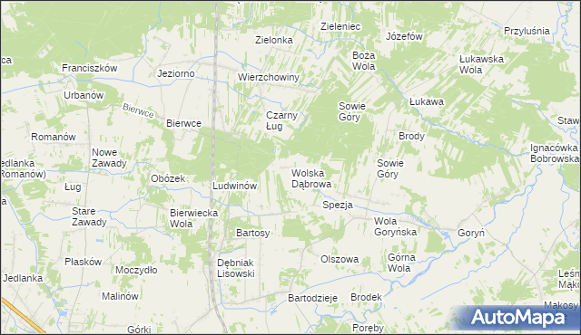 mapa Wolska Dąbrowa, Wolska Dąbrowa na mapie Targeo