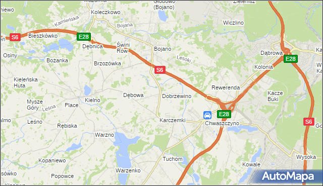 mapa Dobrzewino, Dobrzewino na mapie Targeo