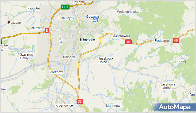 mapa Jaszkowa Dolna, Jaszkowa Dolna na mapie Targeo