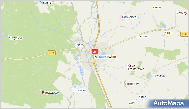 mapa Mieszkowice powiat gryfiński, Mieszkowice powiat gryfiński na mapie Targeo