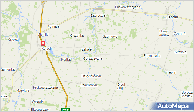 mapa Aulakowszczyzna, Aulakowszczyzna na mapie Targeo