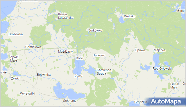 mapa Jurkowo gmina Kruklanki, Jurkowo gmina Kruklanki na mapie Targeo