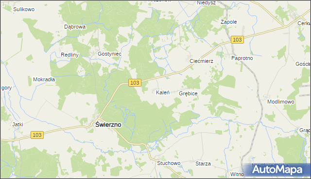 mapa Kaleń gmina Świerzno, Kaleń gmina Świerzno na mapie Targeo