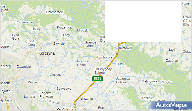 mapa Kombornia, Kombornia na mapie Targeo