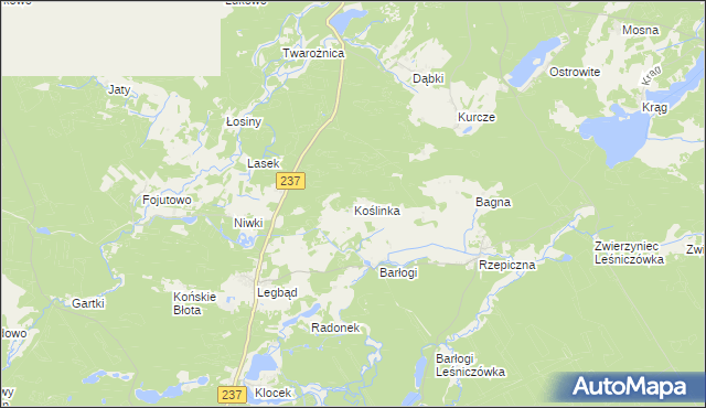 mapa Koślinka gmina Tuchola, Koślinka gmina Tuchola na mapie Targeo