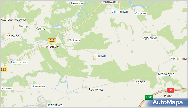 mapa Kukowo gmina Słupsk, Kukowo gmina Słupsk na mapie Targeo