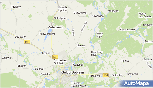 mapa Lisewo gmina Golub-Dobrzyń, Lisewo gmina Golub-Dobrzyń na mapie Targeo