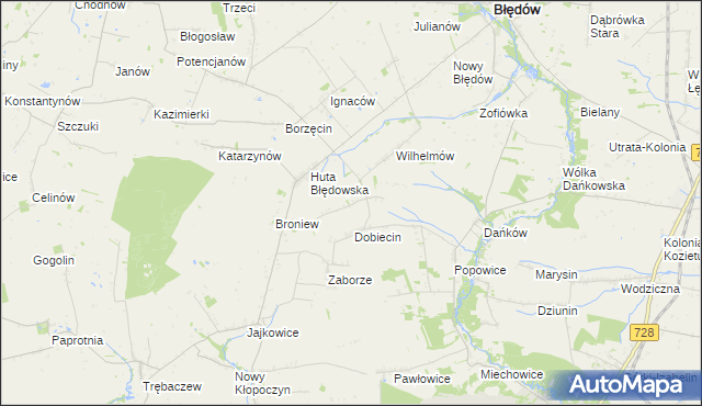 mapa Pelinów gmina Błędów, Pelinów gmina Błędów na mapie Targeo