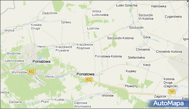 mapa Poniatowa-Kolonia, Poniatowa-Kolonia na mapie Targeo