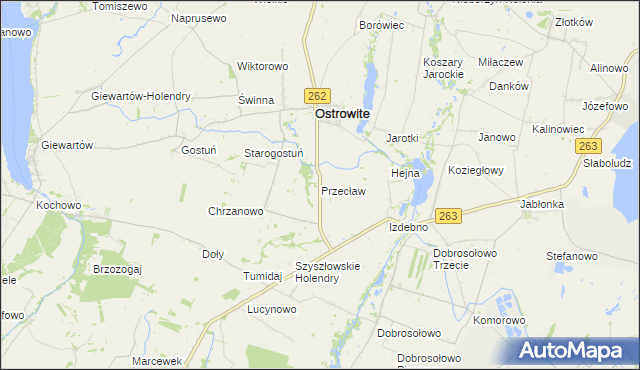 mapa Przecław gmina Ostrowite, Przecław gmina Ostrowite na mapie Targeo