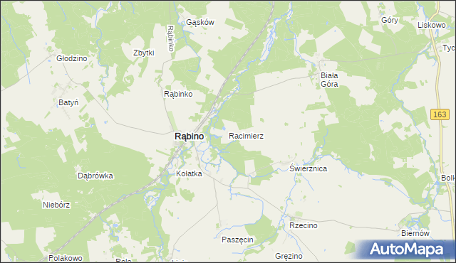 mapa Racimierz gmina Rąbino, Racimierz gmina Rąbino na mapie Targeo