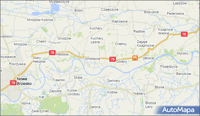 mapa Sierosławice gmina Nowe Brzesko, Sierosławice gmina Nowe Brzesko na mapie Targeo