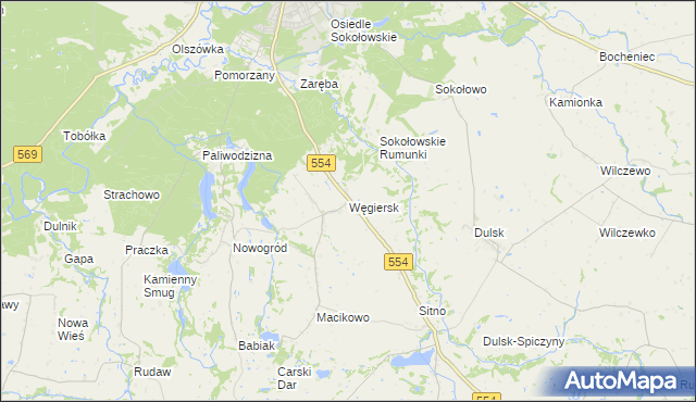 mapa Węgiersk, Węgiersk na mapie Targeo