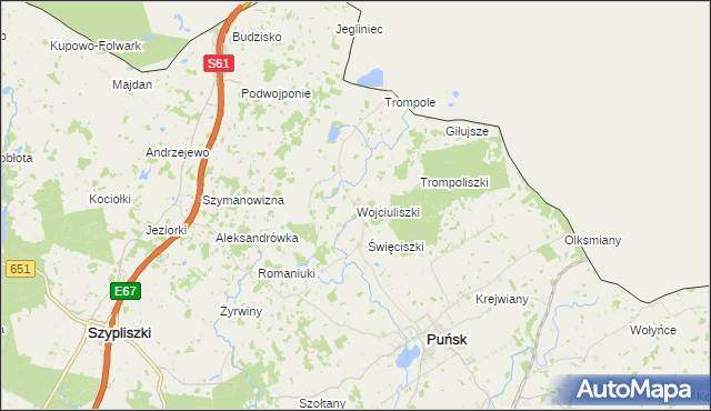 mapa Wojciuliszki, Wojciuliszki na mapie Targeo